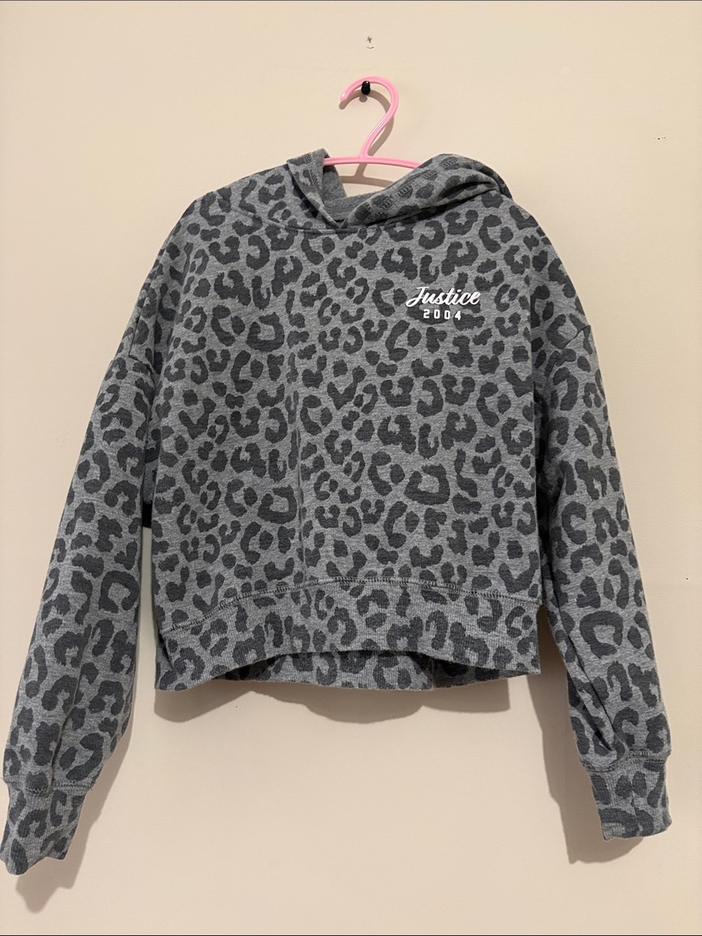 Justice Gray & Charcoal Leopard Print Hoodie